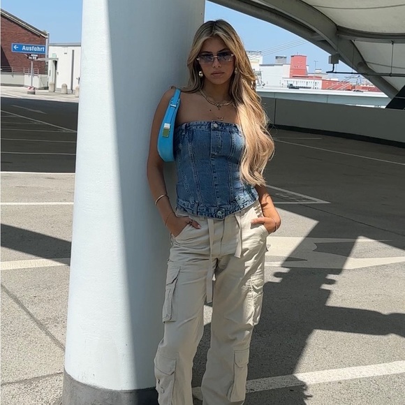 Zara Corset Style Denim Top - Picture 4 of 17